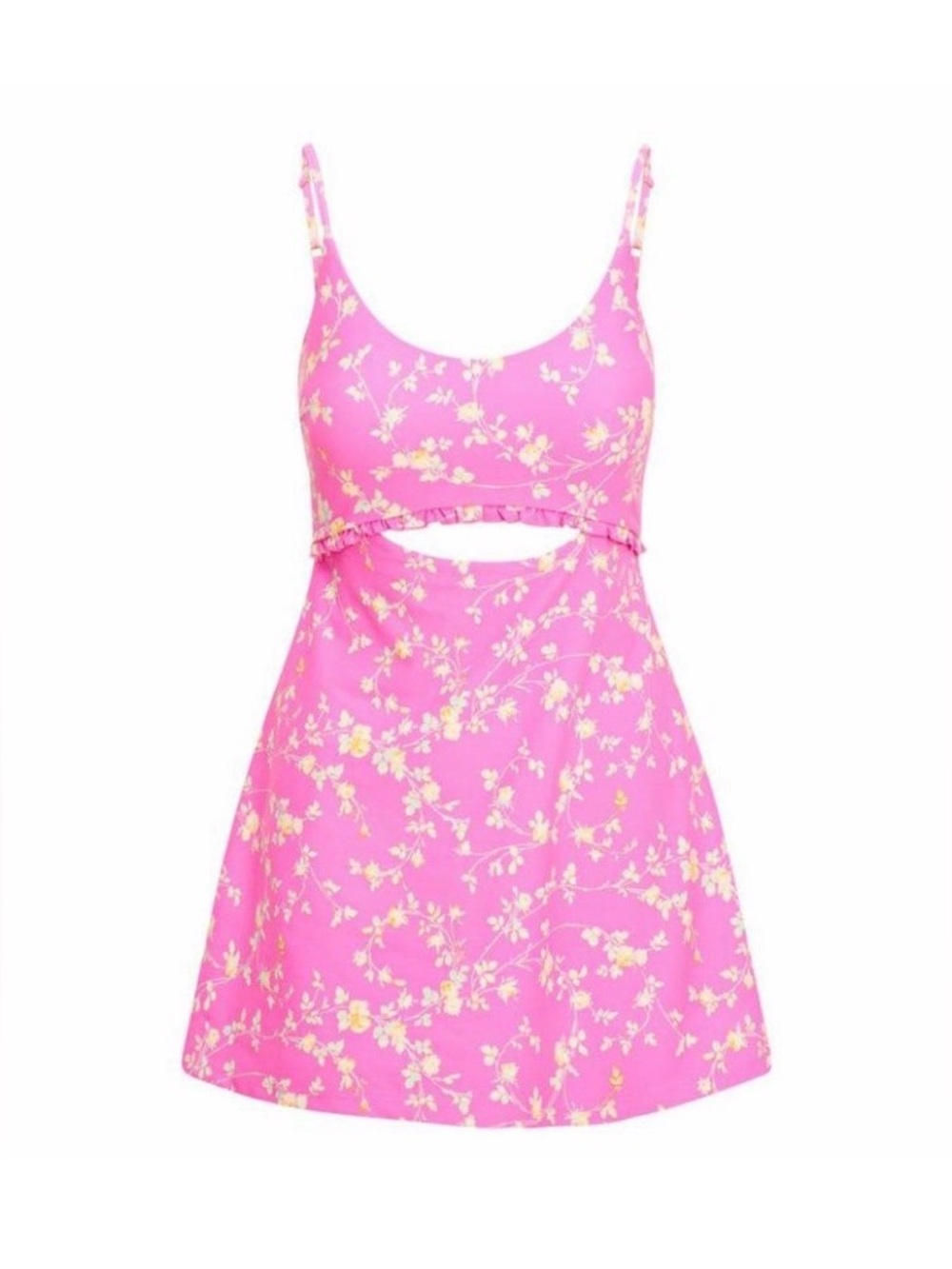 LoveShackFancy Andrina Active Dress in pink floral with cut out  XS EUC